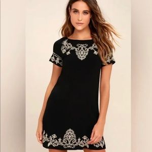 Lulus Black with white embroidery Dress